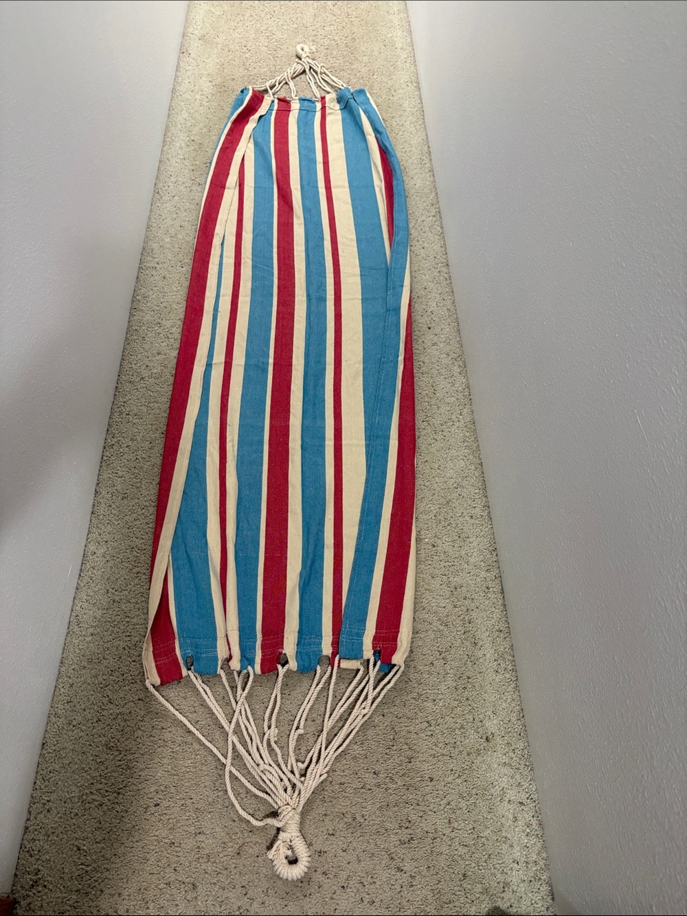 Striped Cotton Hammock - Red, Blue & Cream 30 3/4 X 77 material part